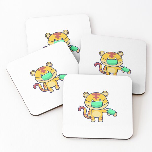 Item preview, Cute Chibi Tiger Wearing Medical Face Mask Cartoon designed and sold by Madelene É 	 Monjeau.