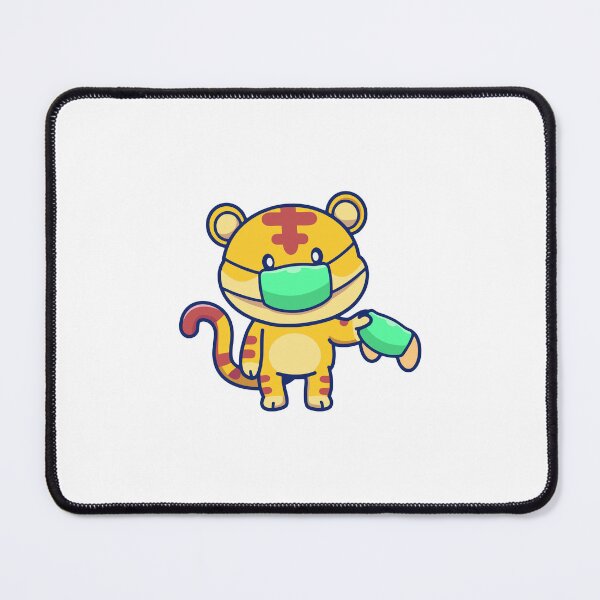 Item preview, Cute Chibi Tiger Wearing Medical Face Mask Cartoon designed and sold by Madelene É Monjeau.