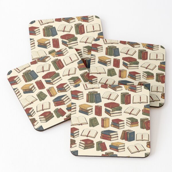 Item preview, Vintage Bookworm Stack Pattern - Cute Fictional Library Aesthetic designed and sold by FlatInkStudio.