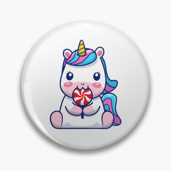 Artikelvorschau, Ein süßes Chibi-Einhorn isst einen Lutscher entworfen und verkauft von Madelene É Monjeau.
