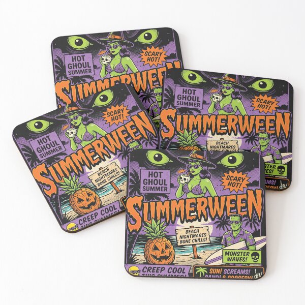 Item preview, Summerween Retro Horror Aesthetic Summer Halloween Beach Vibe T-Shirt designed and sold by AdyKurniawan.