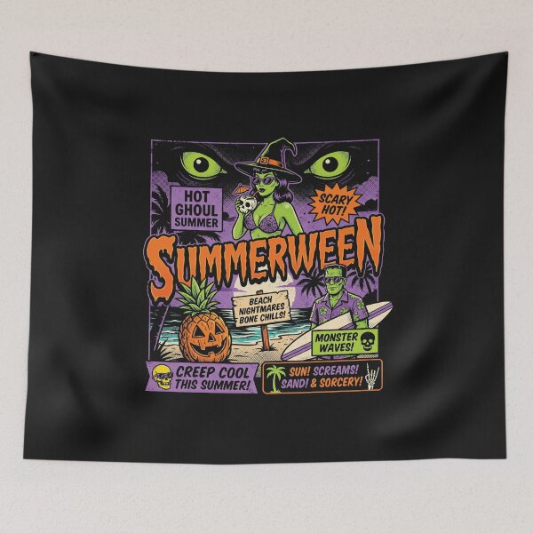 Item preview, Summerween Retro Horror Aesthetic Summer Halloween Beach Vibe T-Shirt designed and sold by AdyKurniawan.