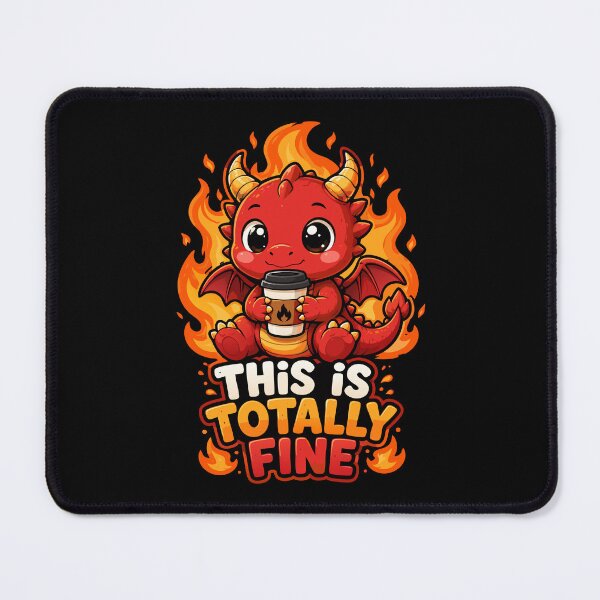 Item preview, Cute Coffee Dragon This Is Totally Fine Funny Kawaii Fire Dragon T-Shirt designed and sold by Navuniverse.