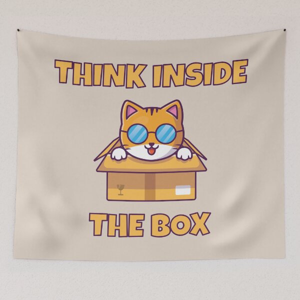 Item preview, Think Inside the Box Cool Cat – Funny Lazy Cat Parody Design 2 designed and sold by WordPlayStudio.