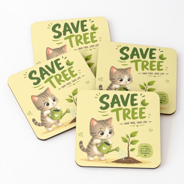 Item preview, Cute Cat Watering Plant – Save Tree Save Life Eco Graphic designed and sold by ArtoryNest.