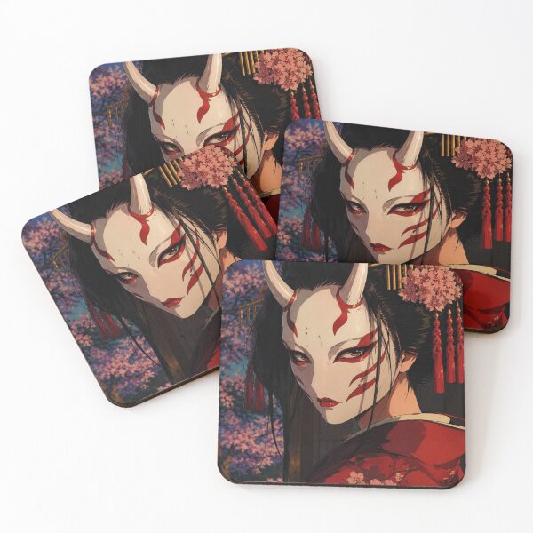 Item preview, Vintage Anime Oni Demon Girl Mask Cherry Blossom designed and sold by bapupa.