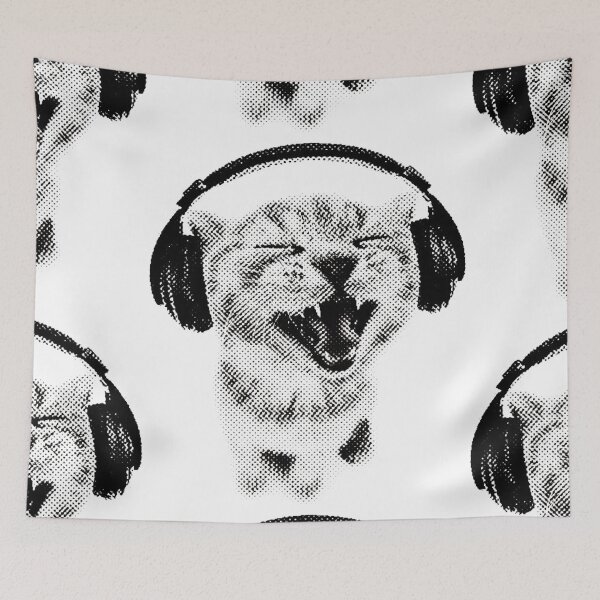 Item preview, kitty listening to music designed and sold by Larosapurr.
