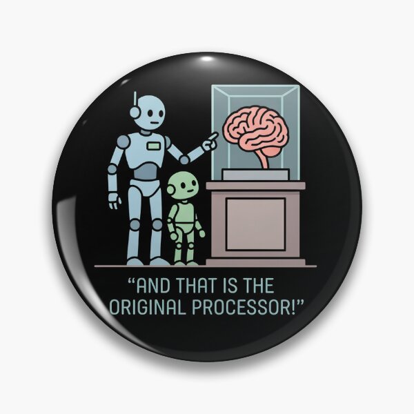 Item preview, Funny AI Future Robots Looking @ Human Brain Processor Coder Humor Nvidia, ChatGPT Claude Gemini Apocalypse  designed and sold by BuyShirtsOnline.