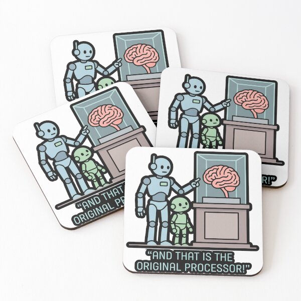 Item preview, Funny AI Future Robots Looking @ Human Brain Processor Coder Humor Nvidia, ChatGPT Claude Gemini Apocalypse  designed and sold by Space Ghettos.
