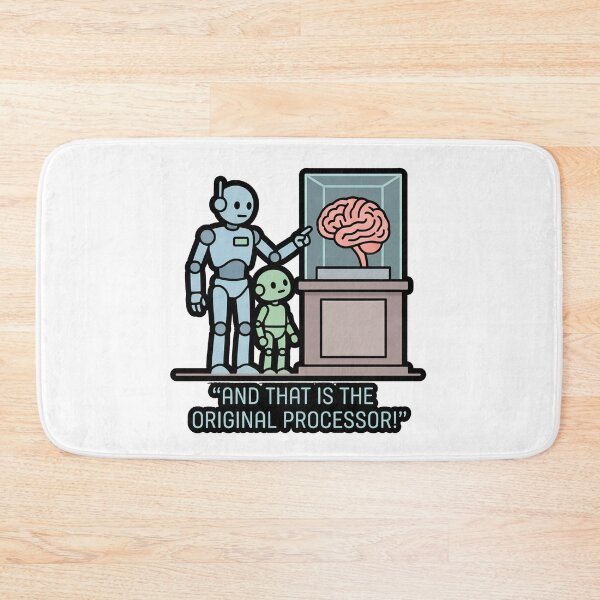 Item preview, Funny AI Future Robots Looking @ Human Brain Processor Coder Humor Nvidia, ChatGPT Claude Gemini Apocalypse  designed and sold by BuyShirtsOnline.
