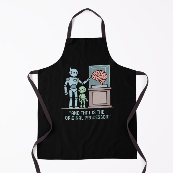 Item preview, Funny AI Future Robots Looking @ Human Brain Processor Coder Humor Nvidia, ChatGPT Claude Gemini Apocalypse  designed and sold by BuyShirtsOnline.