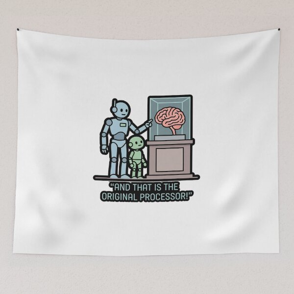 Item preview, Funny AI Future Robots Looking @ Human Brain Processor Coder Humor Nvidia, ChatGPT Claude Gemini Apocalypse  designed and sold by BuyShirtsOnline.