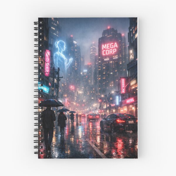 Item preview, Mega Corp Neon Cyberpunk Cityscape Poster & T-Shirt Design designed and sold by darekkocurek.