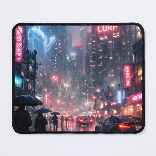 Item preview, Mega Corp Neon Cyberpunk Cityscape Poster & T-Shirt Design designed and sold by darekkocurek.
