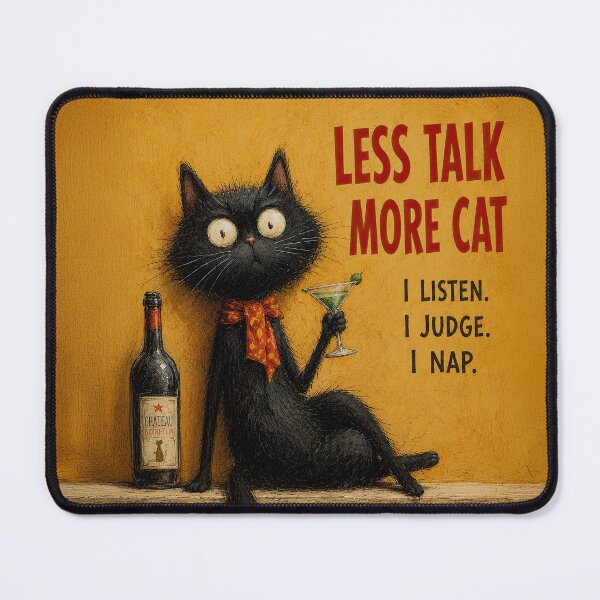 Item preview, Less Talk More Cat Funny Black Cat designed and sold by Erika Kaisersot.