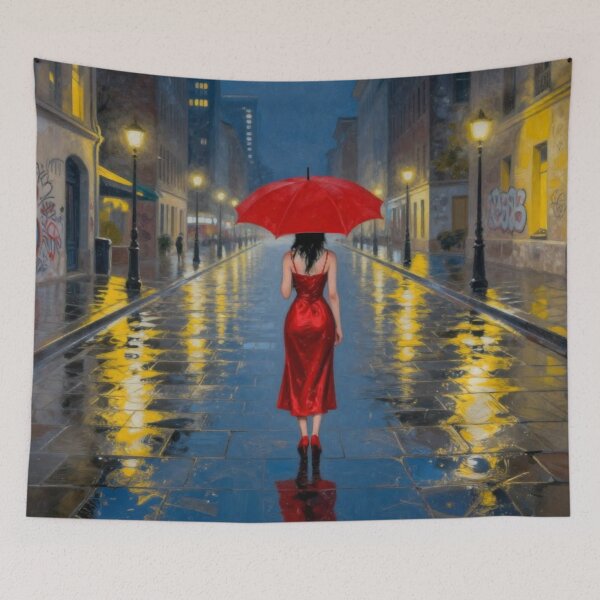 Item preview, Lonely woman in red with umbrella - still dreamy designed and sold by Kimenta.