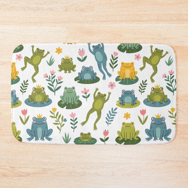 Item preview, Kawaii Cute Frogs Seamless Pattern Colorful Lily Pad Vector Graphic designed and sold by DiNata.