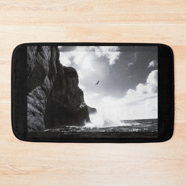 Item preview, The Leap of Faith - Cliff Diving and Extreme Ocean Adventure Black and White Art designed and sold by islam gamal.