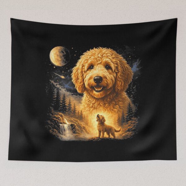 Item preview, Goldendoodle Howling To The Moon Mystical Vintage designed and sold by CCChillingfrog.