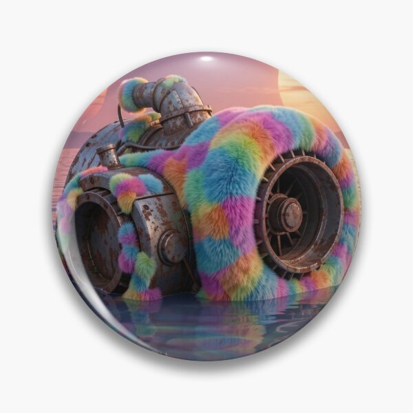 Item preview, Fluffy machine art in a surreal interplay of colors between steel, fur and dreamlike landscape. designed and sold by FotoworldEdel.