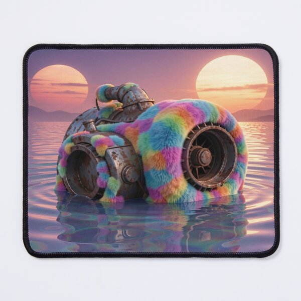 Item preview, Fluffy machine art in a surreal interplay of colors between steel, fur and dreamlike landscape. designed and sold by FotoworldEdel.