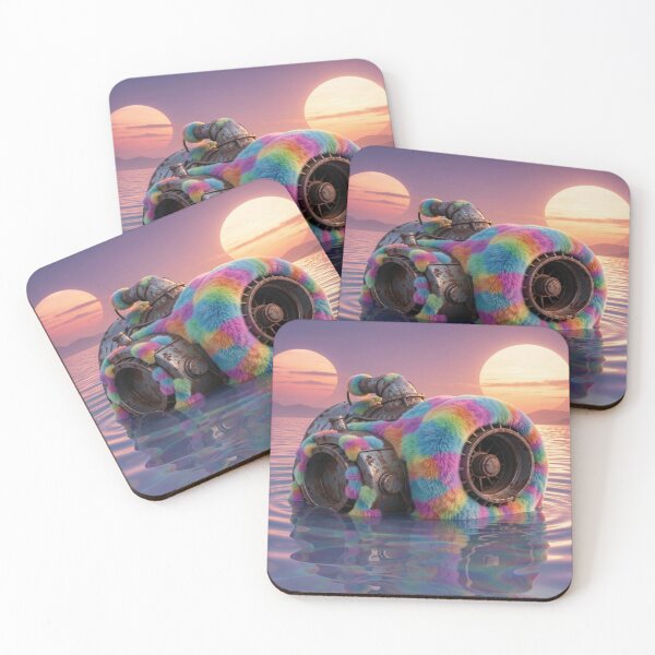 Item preview, Fluffy machine art in a surreal interplay of colors between steel, fur and dreamlike landscape. designed and sold by FotoworldEdel.