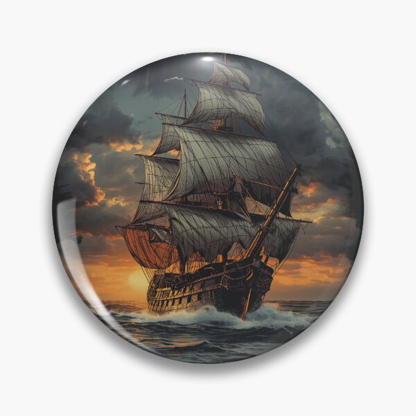 Item preview, Vintage Pirate Ship T-Shirt – Ghosts of the Black Tide, Dark Nautical Sailing Graphic Tee, Gothic Ocean Adventure Apparel designed and sold by Mythic Tide.