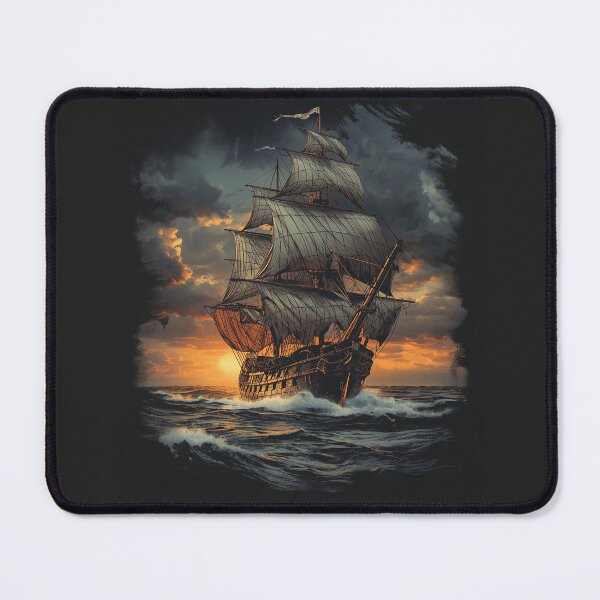 Item preview, Vintage Pirate Ship T-Shirt – Ghosts of the Black Tide, Dark Nautical Sailing Graphic Tee, Gothic Ocean Adventure Apparel designed and sold by Mythic Tide.