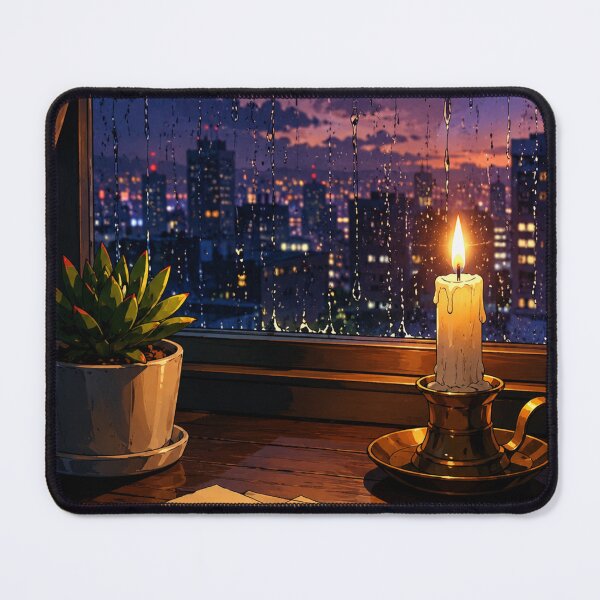 Item preview, Rainy Window Desk - Cozy Lofi Aesthetic Art designed and sold by bapupa.