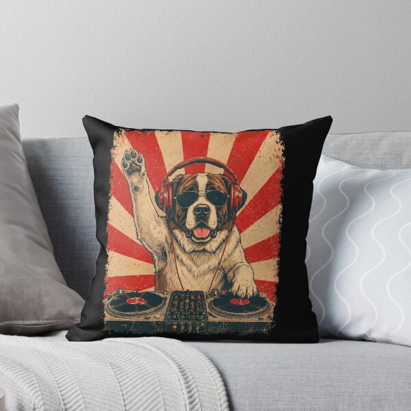 Item preview, Vintage DJ Saint Bernard With Headphones Art Dog Owner designed and sold by DoodleTortle.