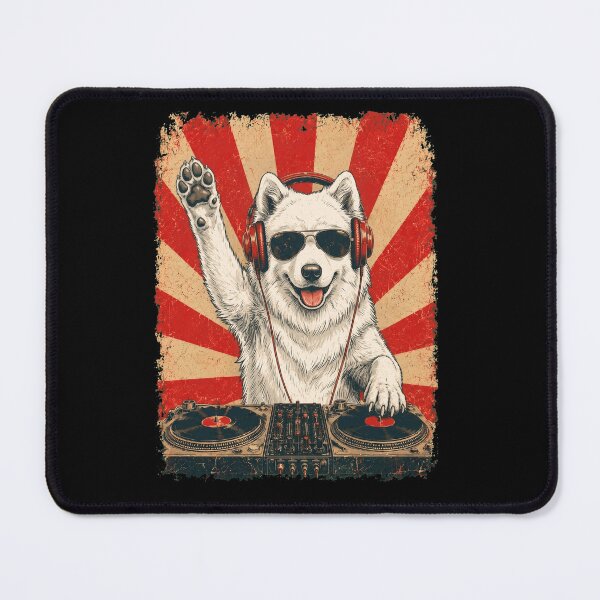 Item preview, Vintage DJ Samoyed With Headphones Art Dog Owner designed and sold by DoodleTortle.
