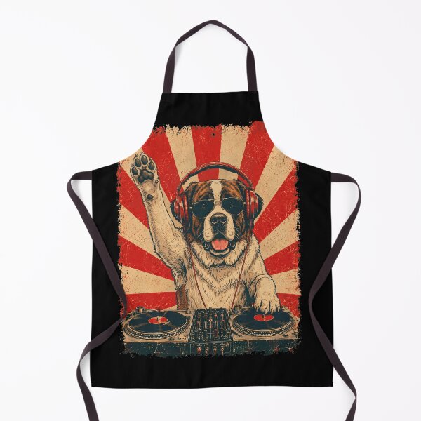 Item preview, Vintage DJ Saint Bernard With Headphones Art Dog Owner designed and sold by DoodleTortle.