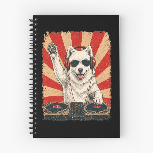 Item preview, Vintage DJ Samoyed With Headphones Art Dog Owner designed and sold by DoodleTortle.
