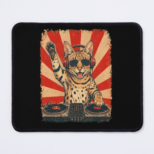 Item preview, Vintage DJ Savannah With Headphones Art Cat Owner designed and sold by DoodleTortle.