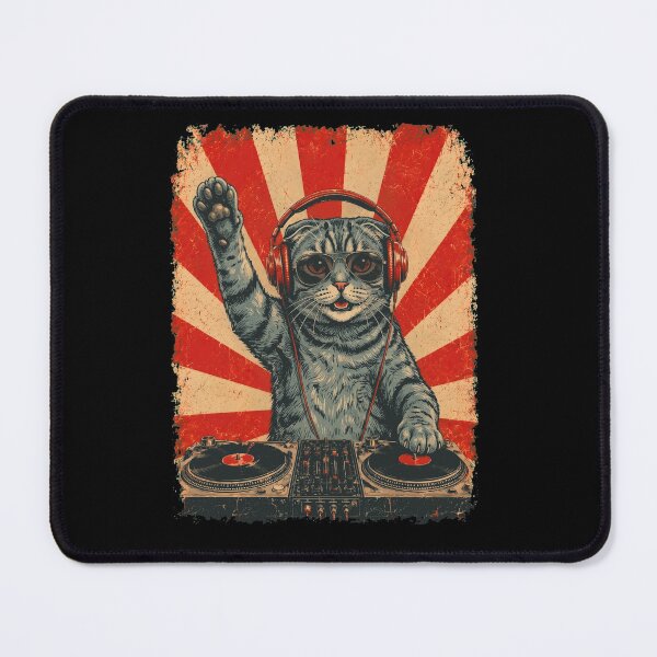 Item preview, Vintage DJ Scottish Fold With Headphones Art Cat Owner designed and sold by DoodleTortle.
