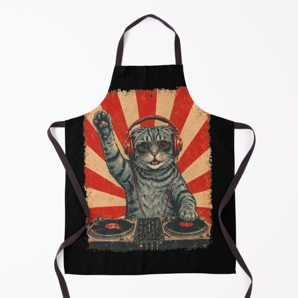 Item preview, Vintage DJ Scottish Fold With Headphones Art Cat Owner designed and sold by DoodleTortle.