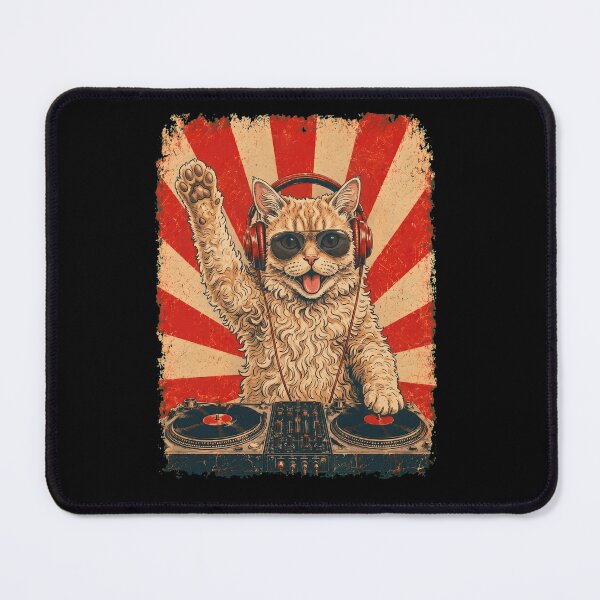 Item preview, Vintage DJ Selkirk Rex With Headphones Art Cat Owner designed and sold by DoodleTortle.