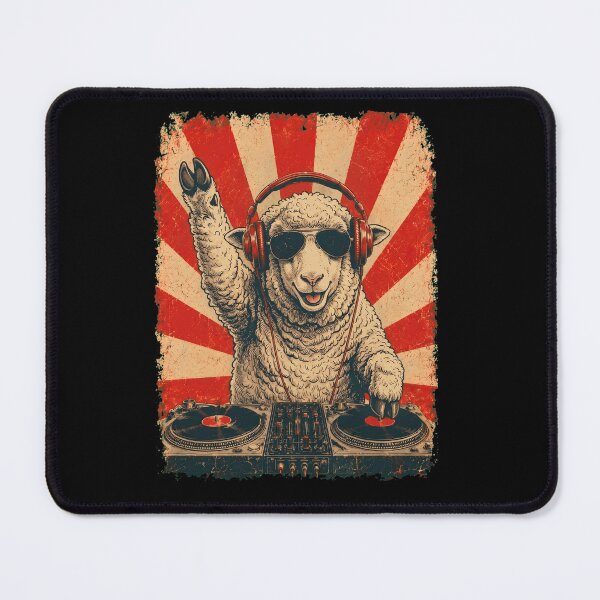 Item preview, Vintage DJ Sheep With Headphones Art Animal Lover designed and sold by DoodleTortle.