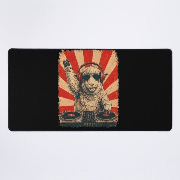 Item preview, Vintage DJ Sheep With Headphones Art Animal Lover designed and sold by DoodleTortle.