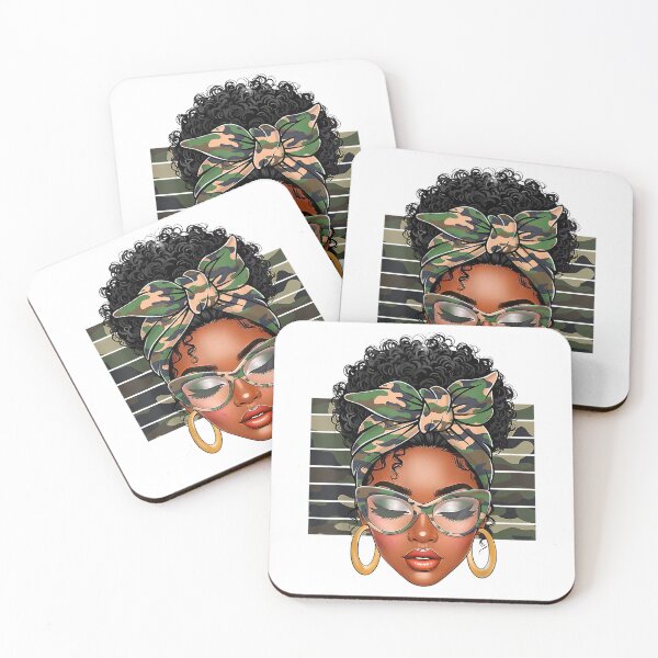 Item preview, Afro Black Women African American Black History Month Camo T-Shirt designed and sold by RKdrawings.
