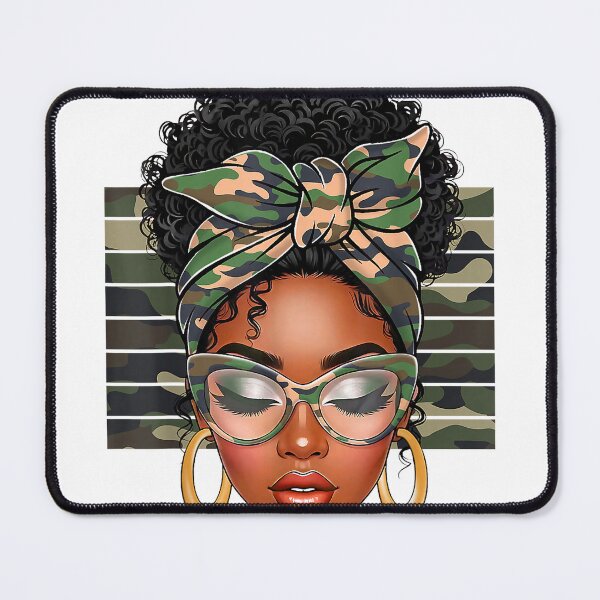 Item preview, Afro Black Women African American Black History Month Camo T-Shirt designed and sold by RKdrawings.