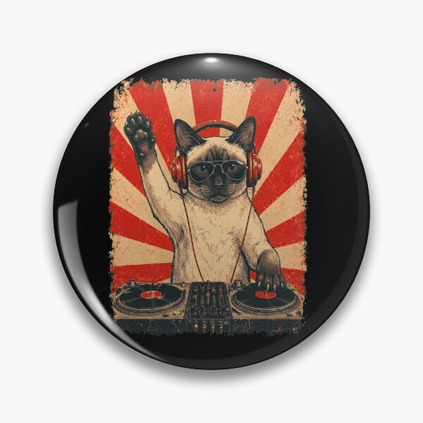 Item preview, Vintage DJ Siamese With Headphones Art Cat Owner designed and sold by DoodleTortle.