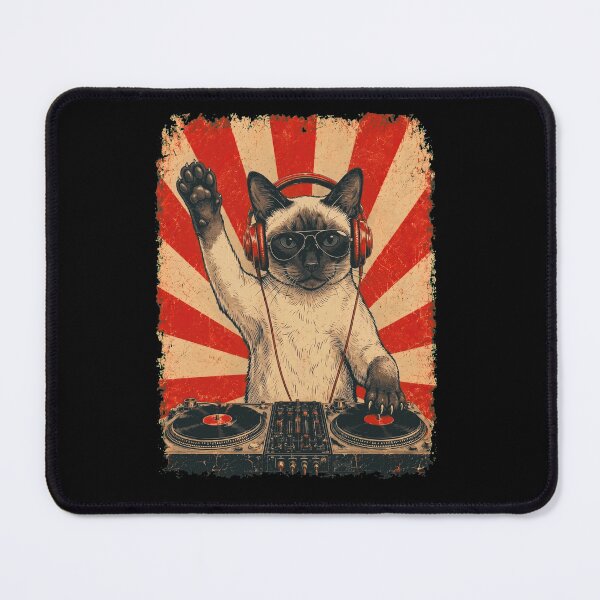 Item preview, Vintage DJ Siamese With Headphones Art Cat Owner designed and sold by DoodleTortle.
