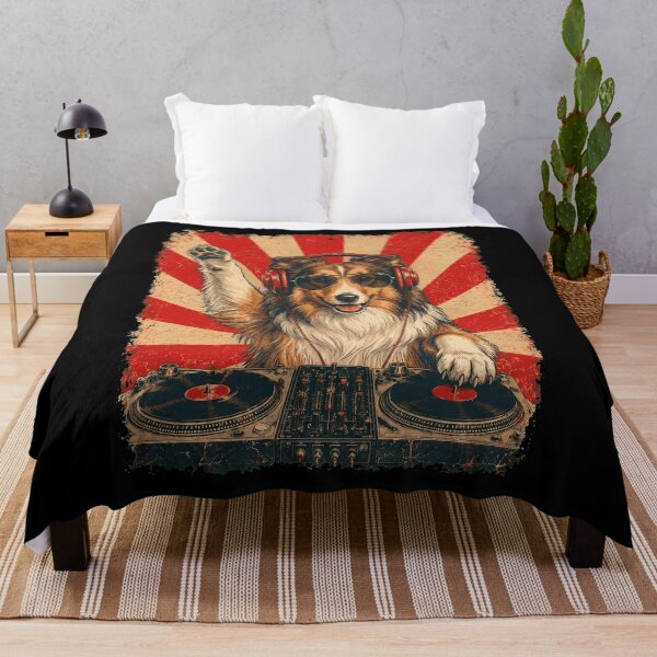 Item preview, Vintage DJ Shetland Sheepdog With Headphones Art Dog Owner designed and sold by DoodleTortle.