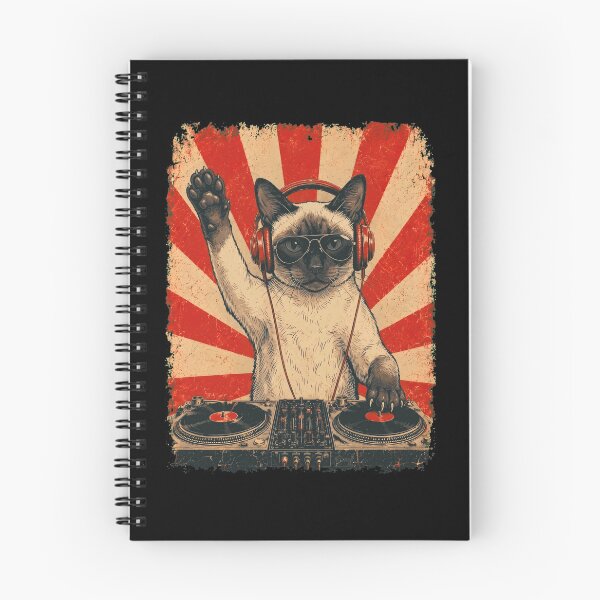 Item preview, Vintage DJ Siamese With Headphones Art Cat Owner designed and sold by DoodleTortle.