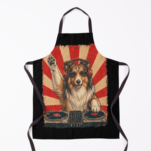 Item preview, Vintage DJ Shetland Sheepdog With Headphones Art Dog Owner designed and sold by DoodleTortle.