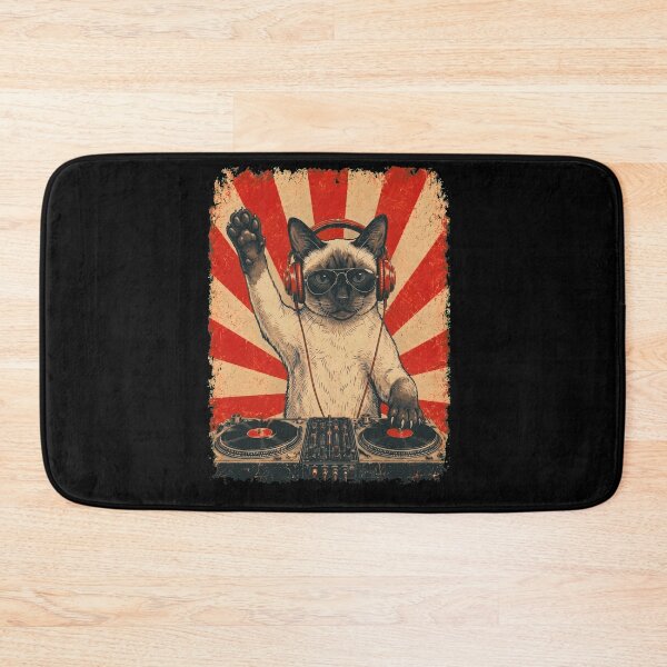 Item preview, Vintage DJ Siamese With Headphones Art Cat Owner designed and sold by DoodleTortle.