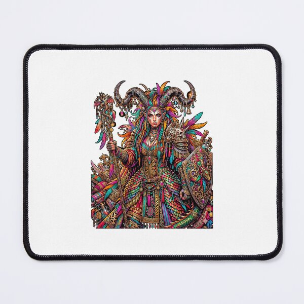 Item preview, Colorful Fantasy Warrior Queen Horns Dragon designed and sold by graphixpolash.