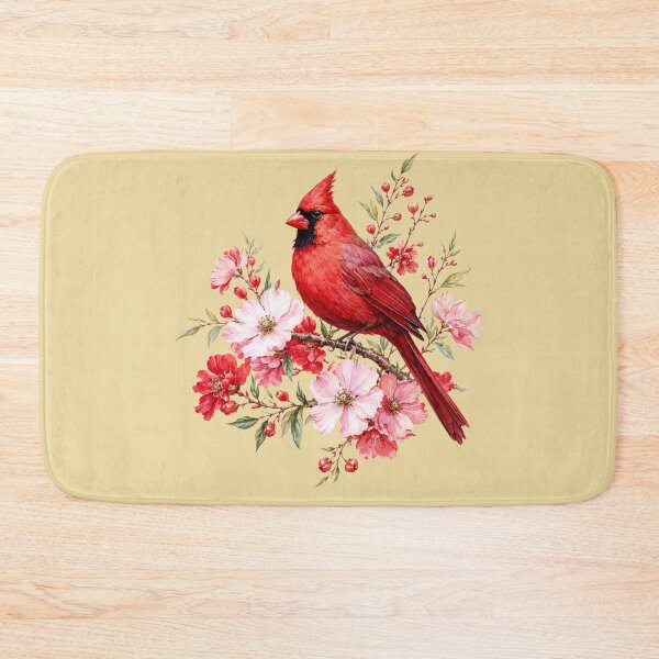 Item preview, Red Cardinal Floral Birdwatcher Watercolor Nature designed and sold by bosamji.