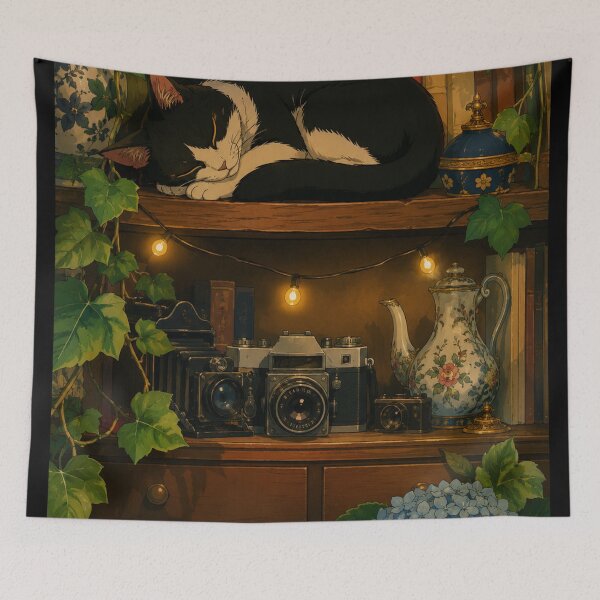 Item preview, The Sleepy Bookshelf - Cozy Lofi Aesthetic Art designed and sold by bapupa.